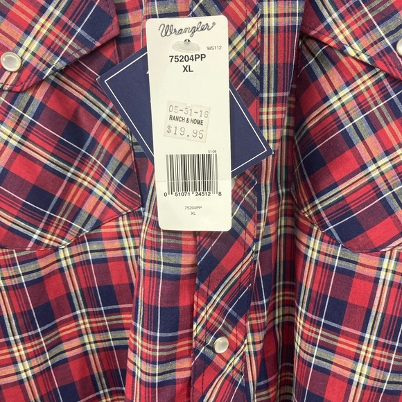 WRANGLER   MENS WESTERN LONG SLEEVE PLAID SHIRT STYLE 75204PP Size XL - Picture 3 of 15